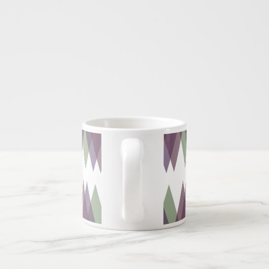 Mauve en groene driehoeken espresso kop (Achterkant)