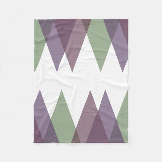 Mauve en groene driehoeken fleece deken (Voorkant)