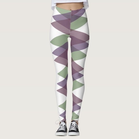 Mauve en groene driehoeken leggings (Voorkant)