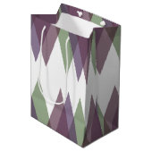 Mauve en groene driehoeken medium cadeauzakje (Voorkant Gekanteld)