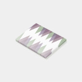 Mauve en groene driehoeken post-it® notes (Schuin)