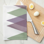 Mauve en groene driehoeken theedoek (Quarter Fold)
