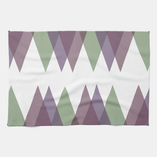 Mauve en groene driehoeken theedoek (Horizontaal)