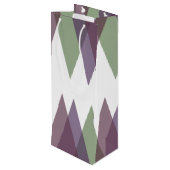Mauve en groene driehoeken wijn cadeautas (Achterkant Gekanteld)