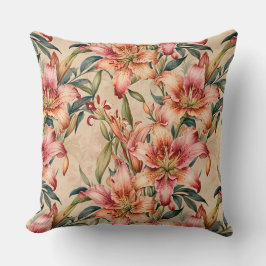 Mauve en koperen lelies op Tan Kussen