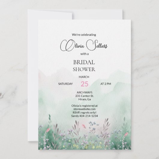 Mauve en Mint Meadow Vrijgezellenfeest Kaart (Voorkant)