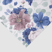 Mauve en Navy Blue Bloemen Botanische Elegant Tissuepapier (Detail)