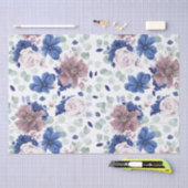 Mauve en Navy Blue Bloemen Botanische Elegantie Tissuepapier (Craft)