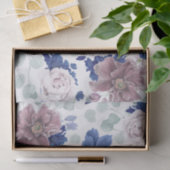 Mauve en Navy Blue Bloemen Botanische Elegantie Tissuepapier (Geschenk)