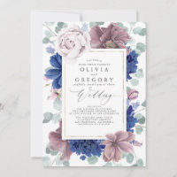 Mauve en Navy Blue Bloemen Elegante bruiloft