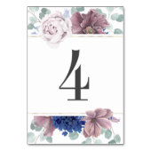 Mauve en Navy Blue Bloemen Tafel Nummer Kaart (Achterkant)