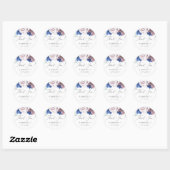 Mauve en Navy Blue Floral Dank u Ronde Sticker (Vel)