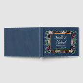 Mauve en Navy Blue Gold Plum Wedding Gastenboek (Volledig)