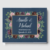 Mauve en Navy Blue Gold Plum Wedding Gastenboek (Voorkant)