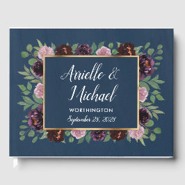 Mauve en Navy Blue Gold Plum Wedding Gastenboek