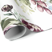 Mauve en olijfgroene vintage bloemen inpakpapier (Rol Hoek)