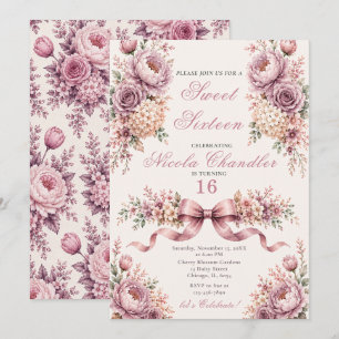 Mauve en roze gouden Sweet Sixteen Kaart