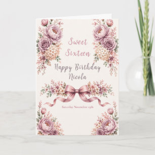Mauve en roze gouden Sweet Sixteen Kaart
