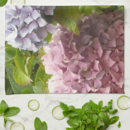 Mauve en roze hydrangeas theedoek