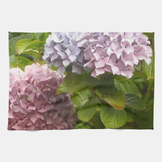 Mauve en roze hydrangeas theedoek (Horizontaal)