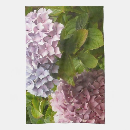 Mauve en roze hydrangeas theedoek (Verticaal)