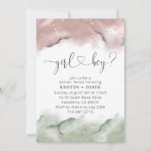 Mauve en Sage Groene Waterverf Genderonthulling Kaart (Voorkant)