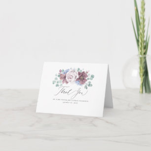 Mauve en stoffig blauwe bloemen Elegante dankjewel Bedankkaart