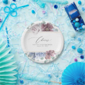 Mauve en stoffig blauwe bloemige elegante botanisc papieren bordje (Feest)