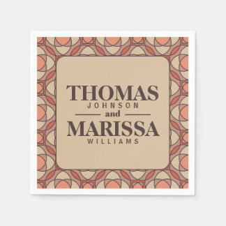 Mauve en Terracotta Art Deco Bruiloft Papieren Ser Servet