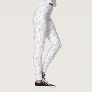 Mauve en White Lily-of-the-Valley Bloemenoverzicht Leggings