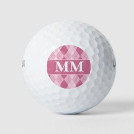 Mauve en White Monogram Initiaal Golfballen