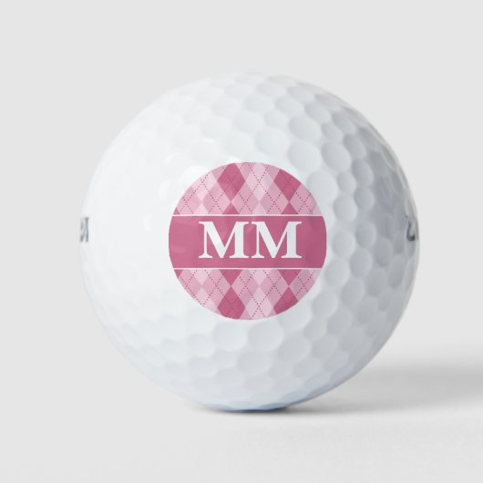 Mauve en White Monogram Initiaal Golfballen (Voorkant)