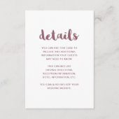 Mauve en White Wedding Guest Details Informatiekaartje (Voorkant)
