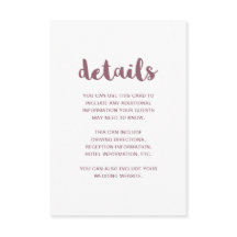 Mauve en White Wedding Guest Details