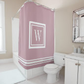 Mauve en wit klassiek vierkant monogram douchegordijn (In situ)
