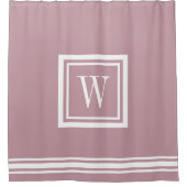 Mauve en wit klassiek vierkant monogram douchegordijn (Voorkant)