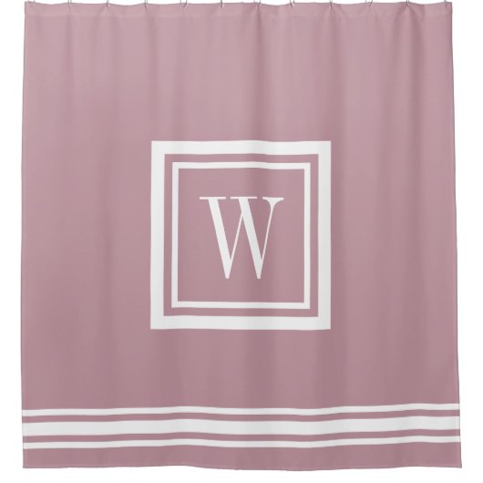 Mauve en wit klassiek vierkant monogram douchegordijn (Voorkant)