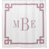 Mauve en witte Griekse sleutel | monogram Douchegordijn (Voorkant)