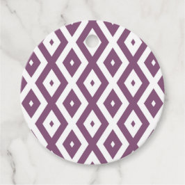 Mauve en witte ruitvormig patroon bedankjes labels