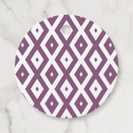 Mauve en witte ruitvormig patroon bedankjes labels (Voorkant)