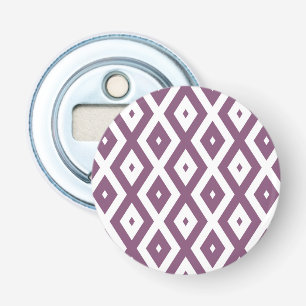 Mauve en witte ruitvormig patroon button flesopener