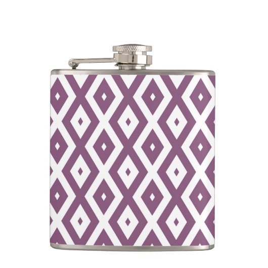 Mauve en witte ruitvormig patroon heupfles (Voorkant)