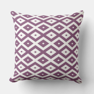 Mauve en witte ruitvormig patroon kussen