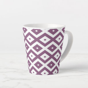 Mauve en witte ruitvormig patroon latte mok