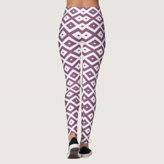 Mauve en witte ruitvormig patroon leggings (Achterkant)