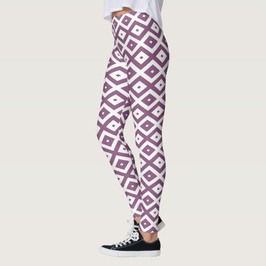 Mauve en witte ruitvormig patroon leggings (Links)