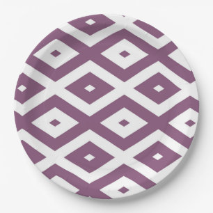 Mauve en witte ruitvormig patroon papieren bordje