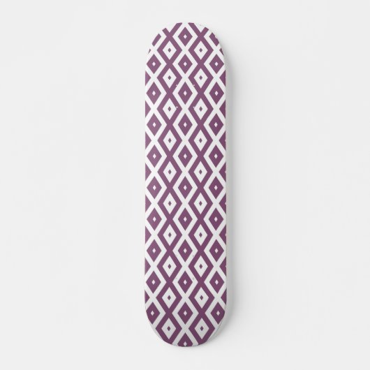 Mauve en witte ruitvormig patroon persoonlijk skateboard (Voorkant)