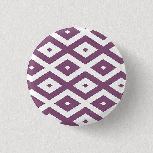 Mauve en witte ruitvormig patroon ronde button 3,2 cm (Voorkant)