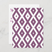 Mauve en witte ruitvormig patroon RSVP kaartje (Voorkant / Achterkant)